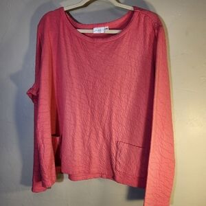 Prairie Cotton‎ Boxy Pink Long Sleeve Top Sz XL